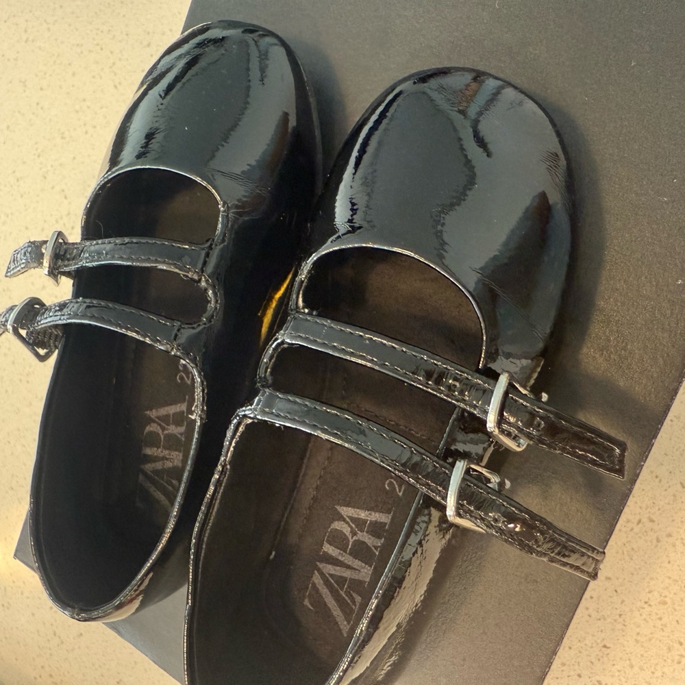 Zara Kids Shiny Black Dress Shoes